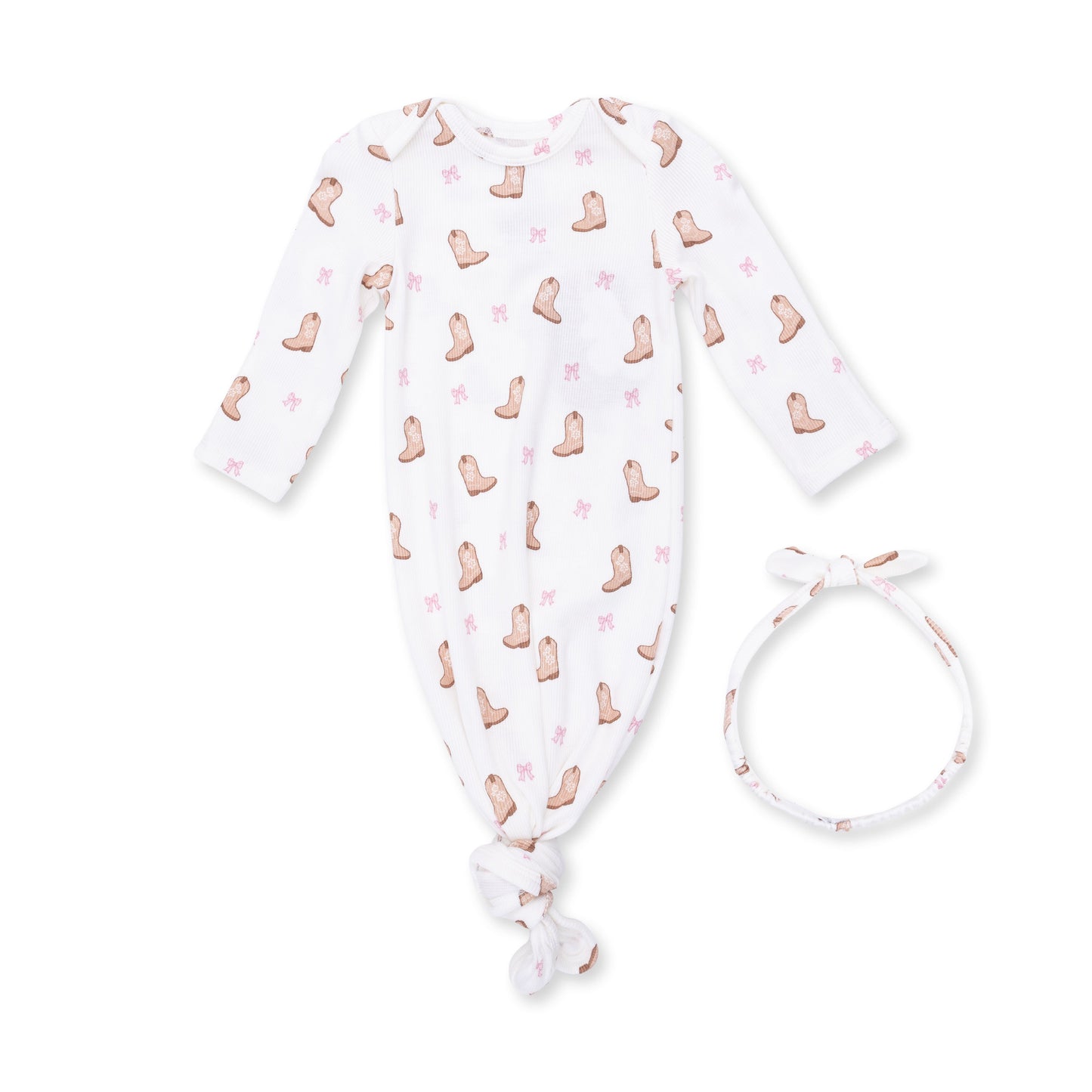 Mini Cowgirl Boots - Knotted Gown and Knot Headband