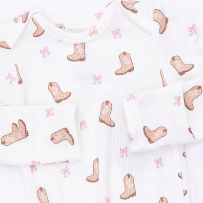 Mini Cowgirl Boots - Knotted Gown and Knot Headband