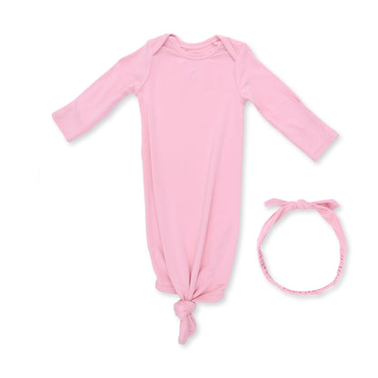 Solid Candy Pink - Knotted Gown and Headband