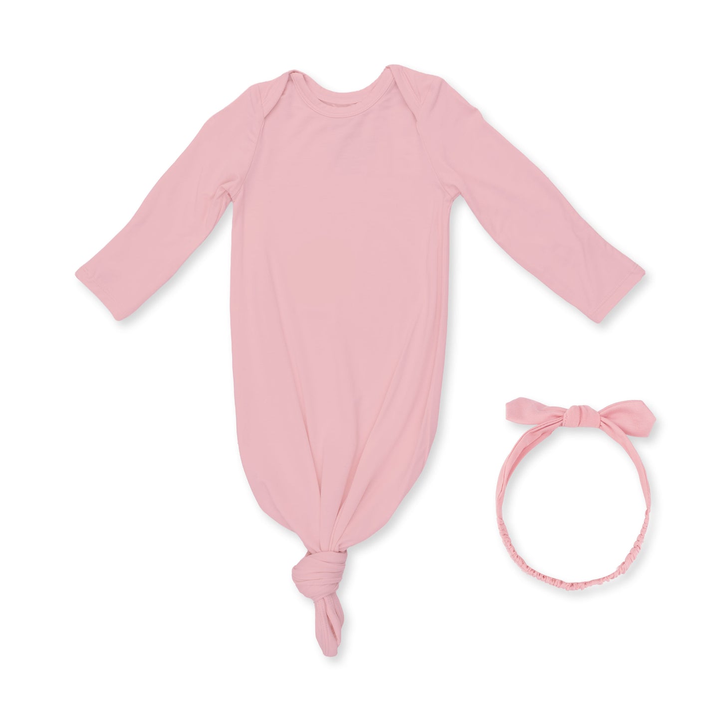 Solid Mellow Rose - Knotted Gown and Knot Headband