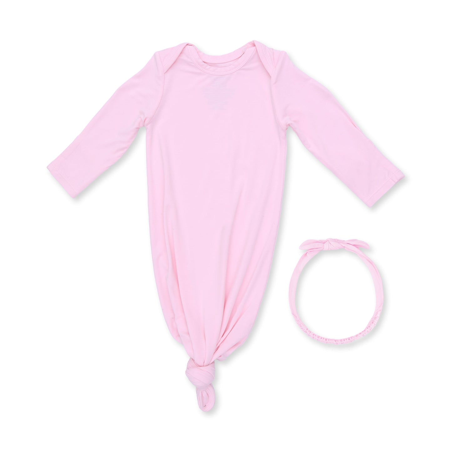 Solid Pink A Boo - Knotted Gown and Headband