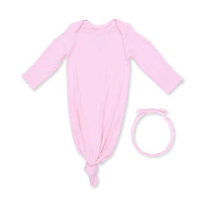 Solid Pink A Boo - Knotted Gown and Headband