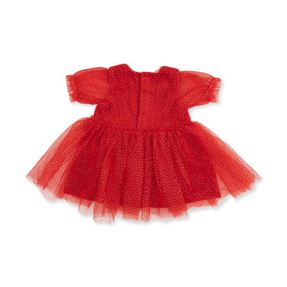 Velour Holiday Red - Puff Sleeve Dress with Tulle Overlay and Bloomer (up to 4T)