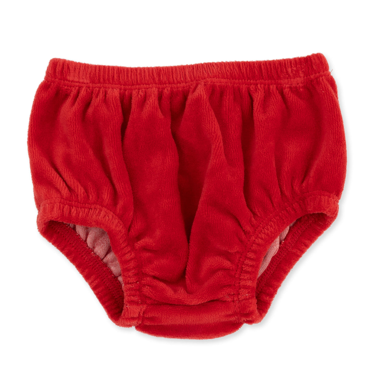 Holiday Red - Velour - Puff Sleeve Dress with Tulle Overlay and Bloomer (up to 4T)