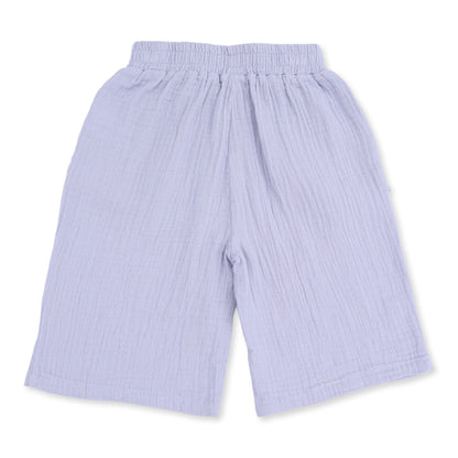 Western Plaid - Solid Muslin Zen Blue - Wide Leg Pant with Ruffle Pocket