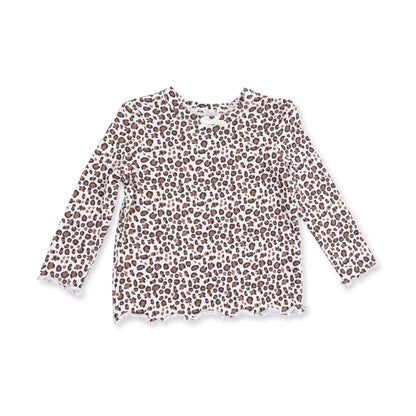 Leopard - Long Sleeve Lettuce Edge Tunic Top