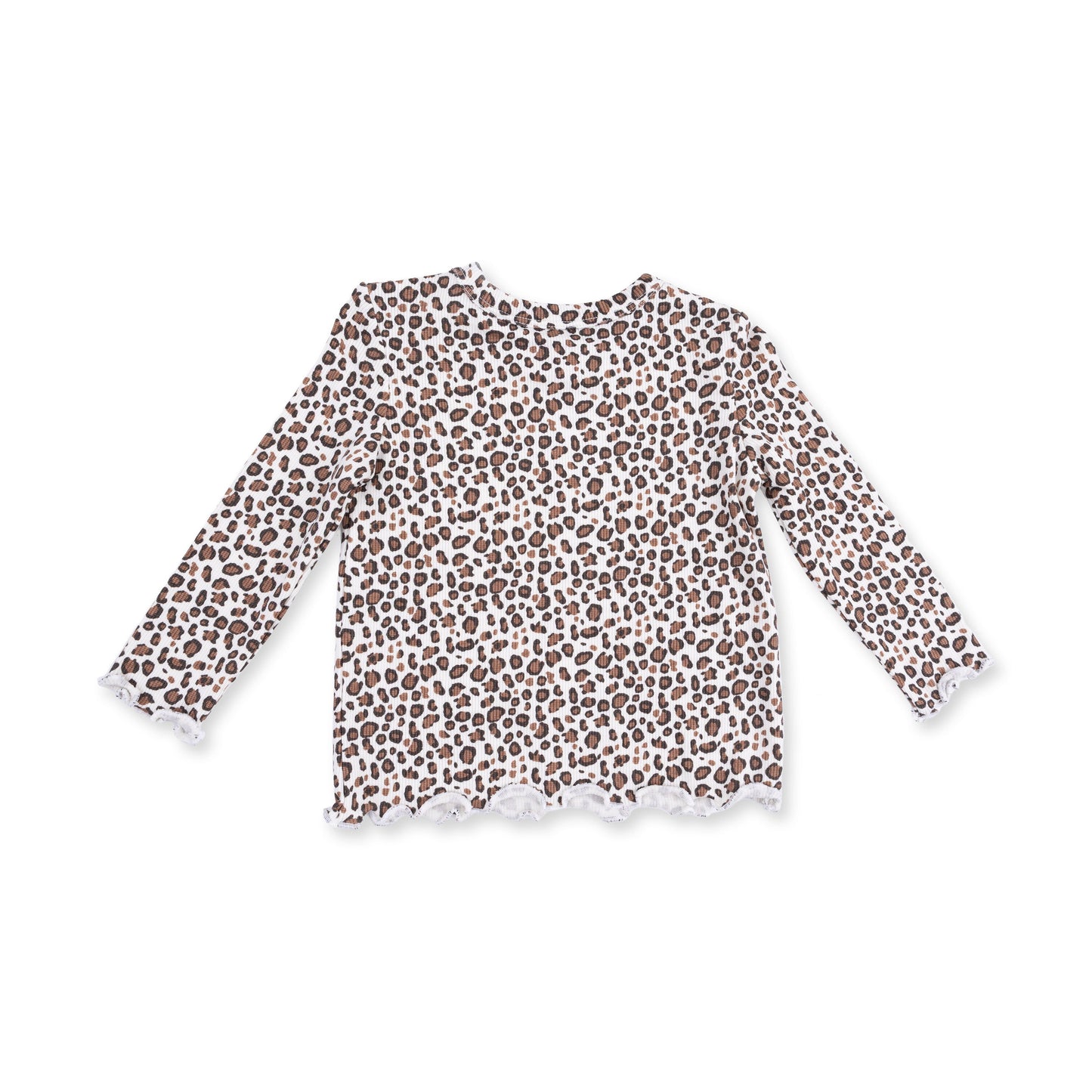 Leopard - Long Sleeve Lettuce Edge Tunic Top