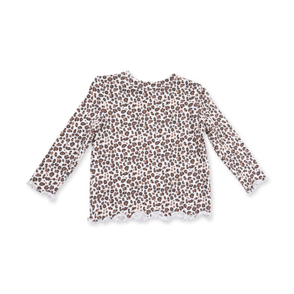 Leopard - Long Sleeve Lettuce Edge Tunic Top