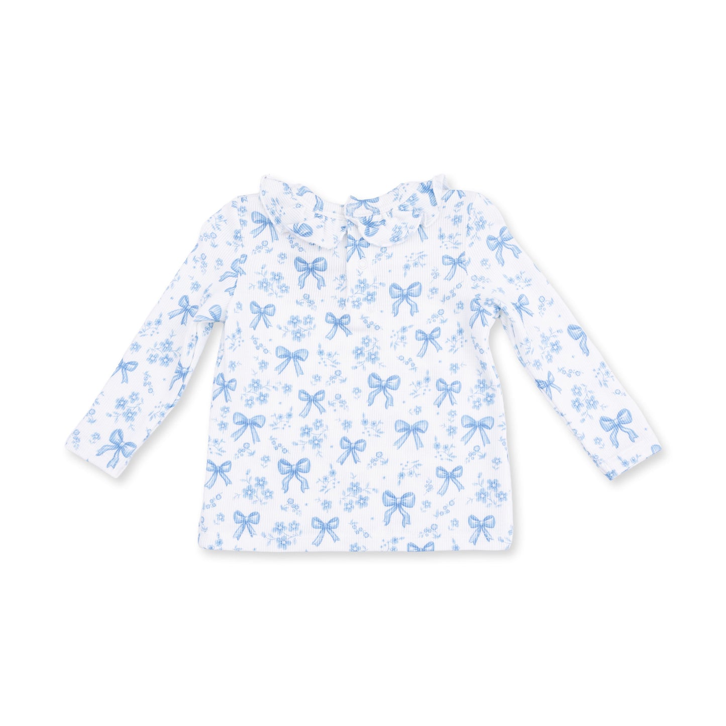 Blue Bows and Flowers - Long Sleeve Ruffle Top and Pant