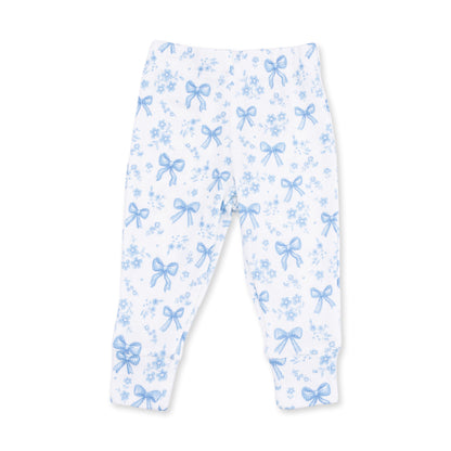 Blue Bows and Flowers - Long Sleeve Ruffle Top and Pant