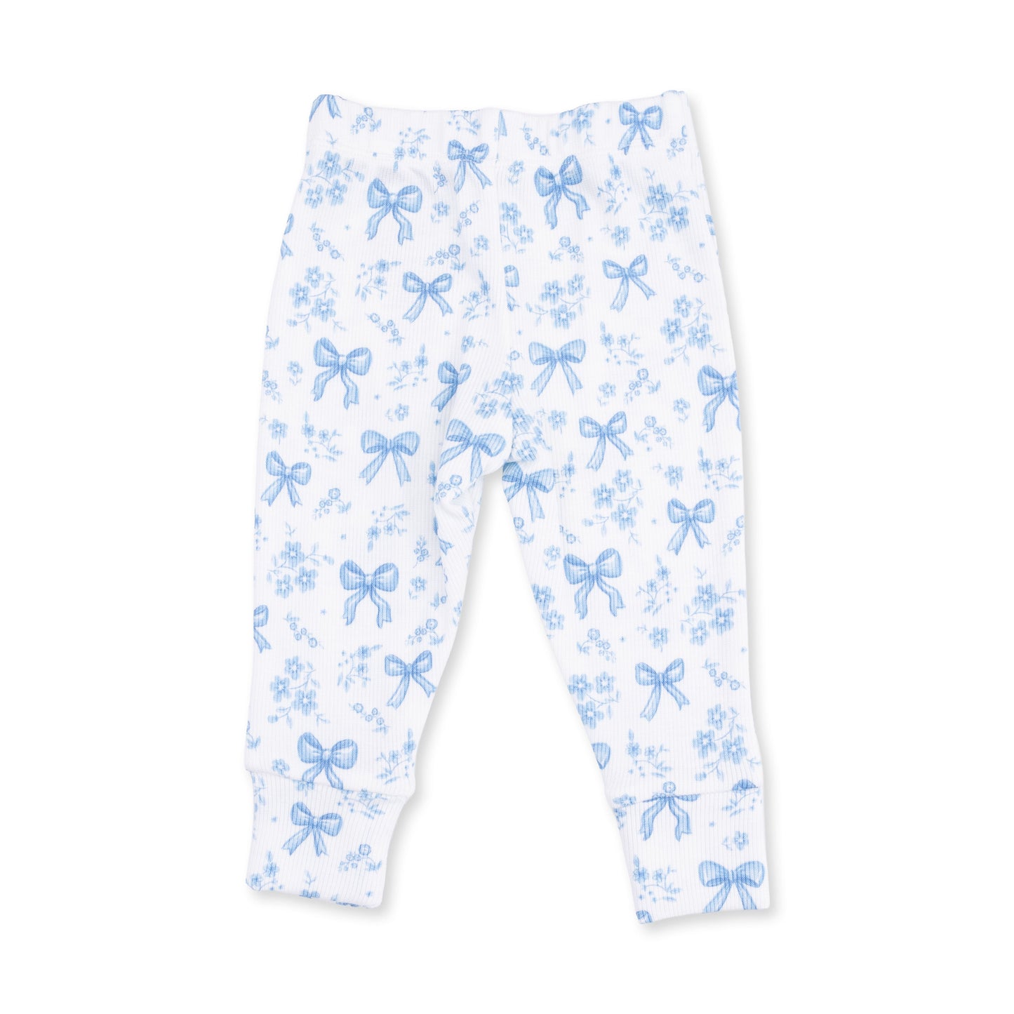 Blue Bows and Flowers - Long Sleeve Ruffle Top and Pant