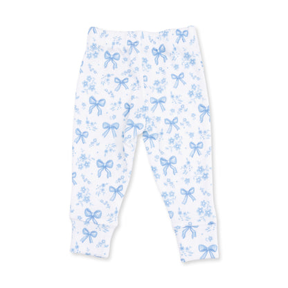 Blue Bows and Flowers - Long Sleeve Ruffle Top and Pant