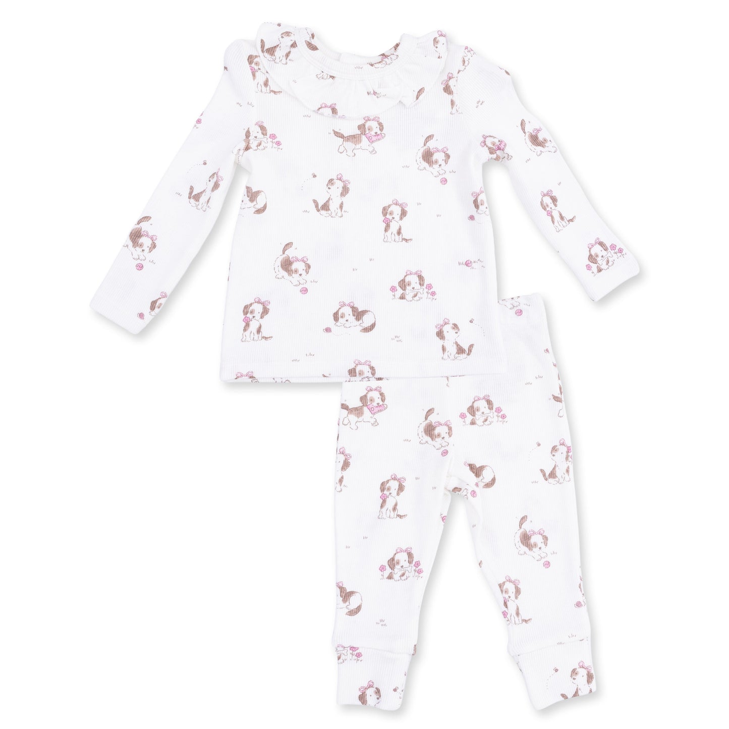Explorer Puppy Pink - Long Sleeve Ruffle Top and Pant