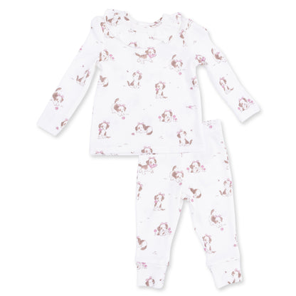 Explorer Puppy Pink - Long Sleeve Ruffle Top and Pant