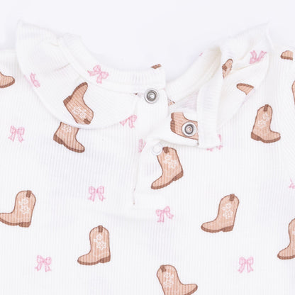 Mini Cowgirl Boots - Long Sleeve Ruffle Top and Pant
