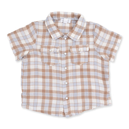 Western Plaid - Short Sleeve Western Pearl Snap Shirt