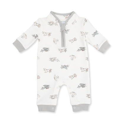Vintage Airplane Pilots - Zip Neck Romper