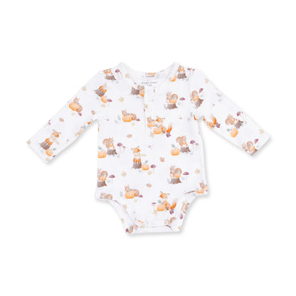 Woodland Animals with Pumpkins - Henley Bodysuit