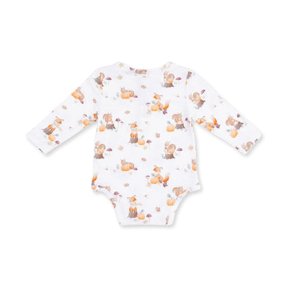 Woodland Animals with Pumpkins - Henley Bodysuit