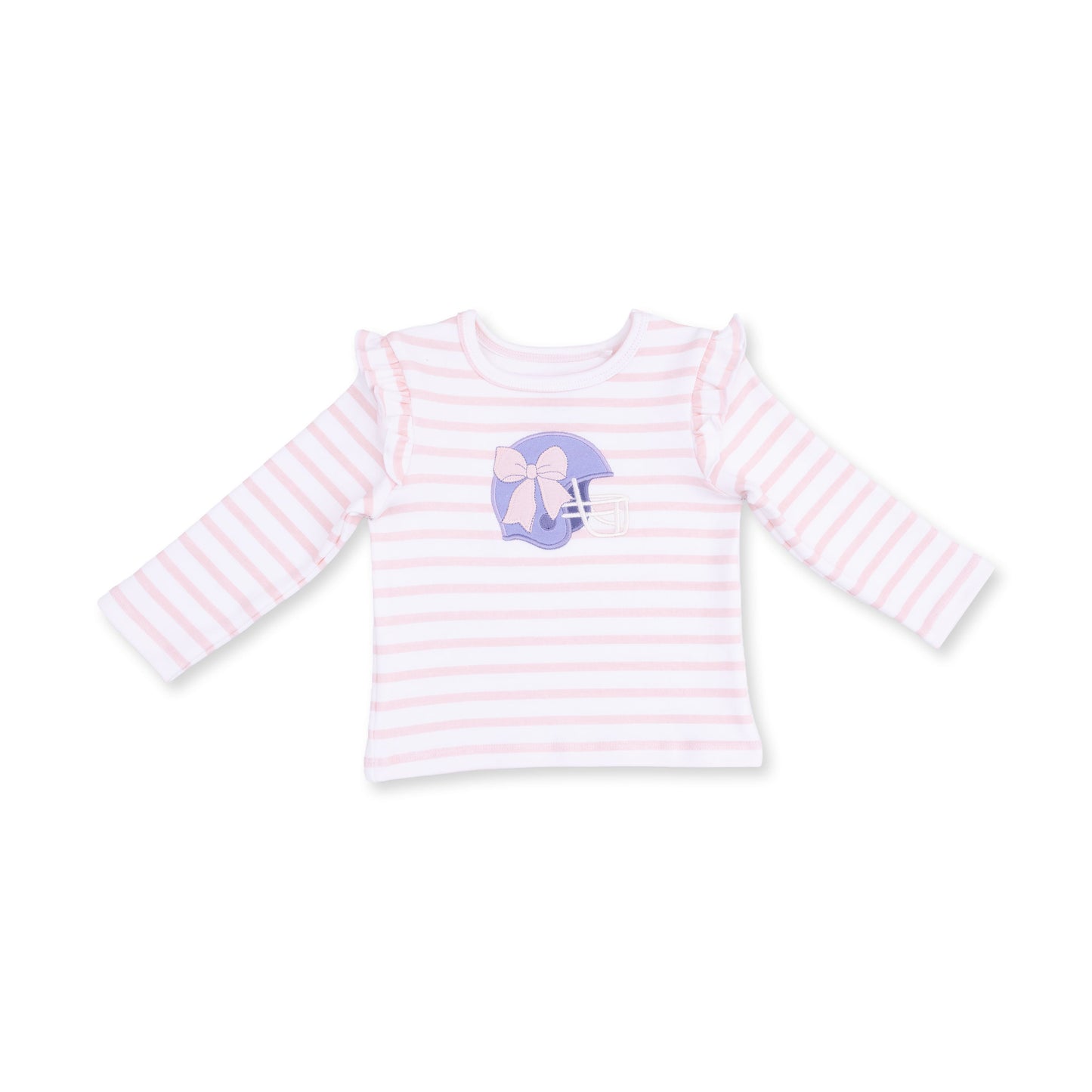 Football Helmets Pink - Long Sleeve Ruffle Tee Helmet