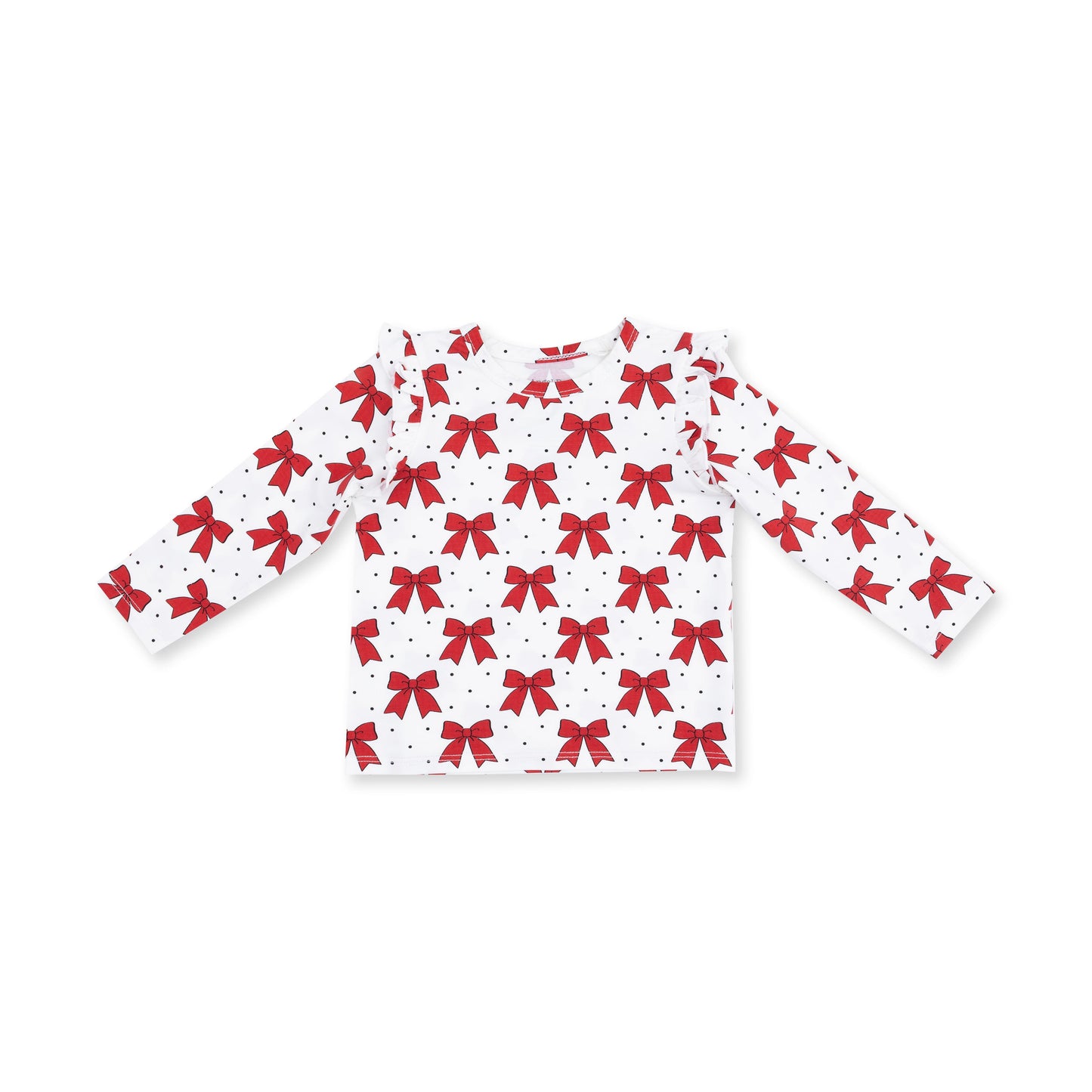 Festive Bows - Long Sleeve Ruffle Tee