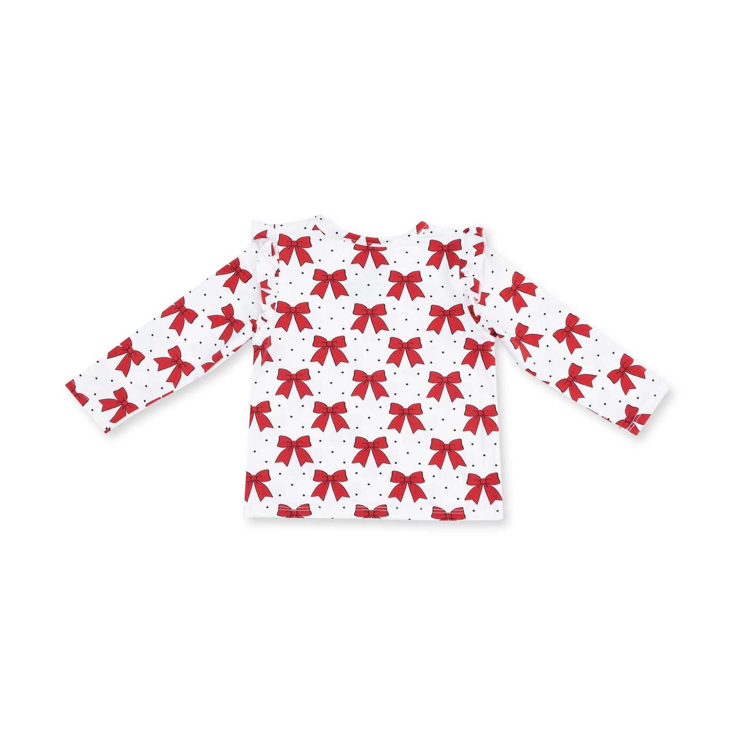 Festive Bows - Long Sleeve Ruffle Tee