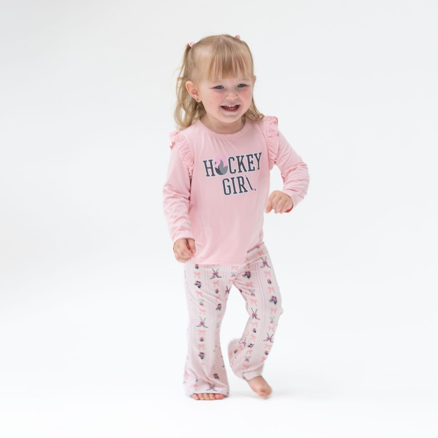 Megan's Bowtiful Hockey Stripe - Ruffle Tee and Baby Bells