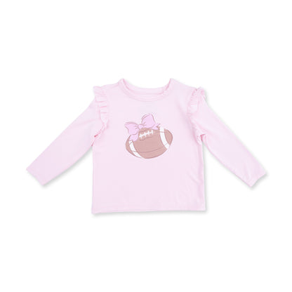 Football Helmets Pink - Long Sleeve Ruffle Tee Football