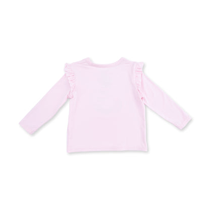 Football Helmets Pink - Long Sleeve Ruffle Tee Football