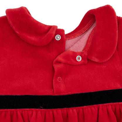 Velour Holiday Red - Velour Bubble with Peter Pan Collar