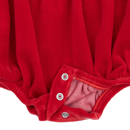 Velour Holiday Red - Velour Bubble with Peter Pan Collar