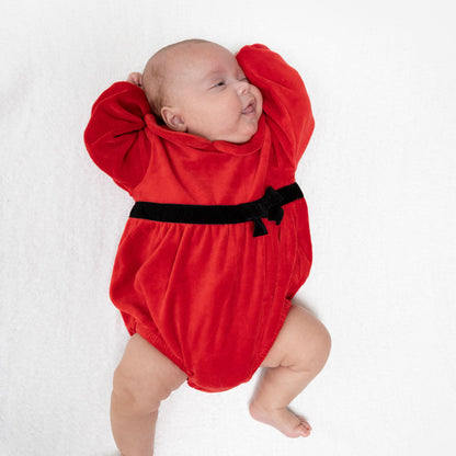 Holiday Red - Velour - Velour Bubble with Peter Pan Collar
