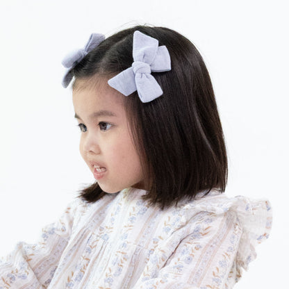Solid Sheer Blue Rib - 2 Pack Bow Clips