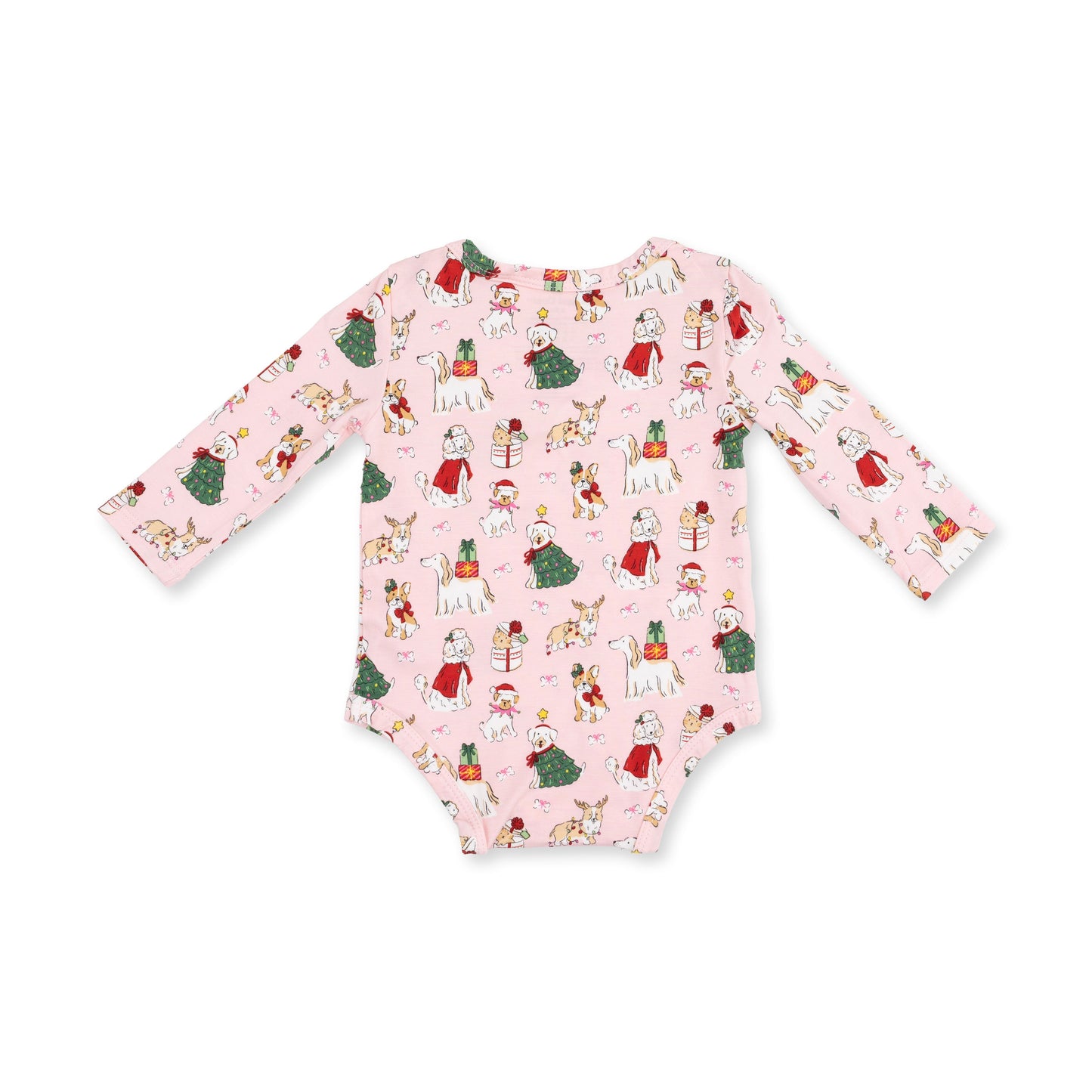 Christmas Dogs Pink - Long Sleeve Bodysuit