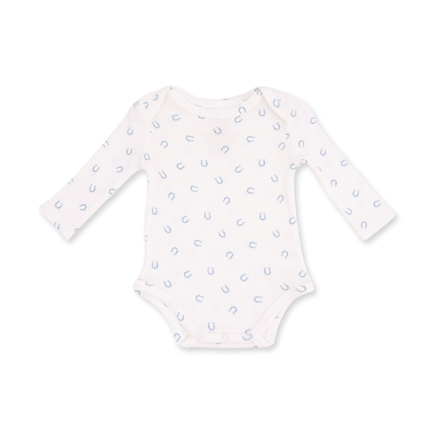 Little Horseshoes Blue - Long Sleeve Bodysuit