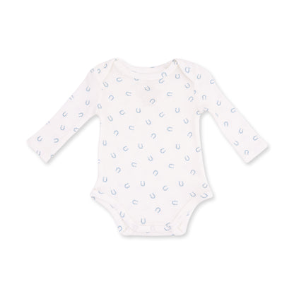 Little Horseshoes Blue - Long Sleeve Bodysuit