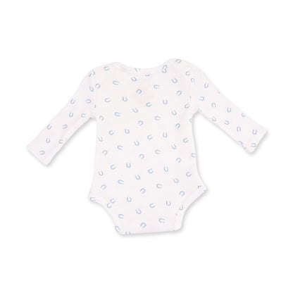 Little Horseshoes Blue - Long Sleeve Bodysuit