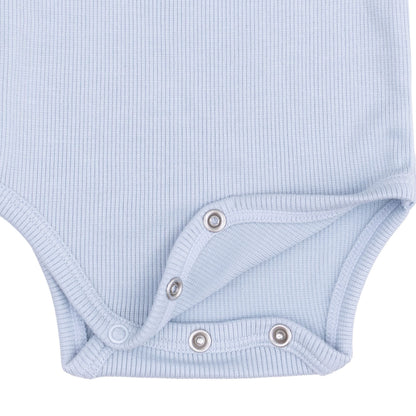 Solid Sheer Blue Rib - Long Sleeve Bodysuit