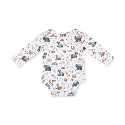 Southern Woodland Animals Green - Long Sleeve Bodysuit