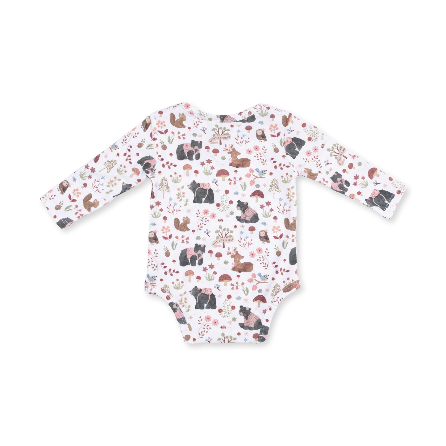 Southern Woodland Animals Pink - Long Sleeve Bodysuit