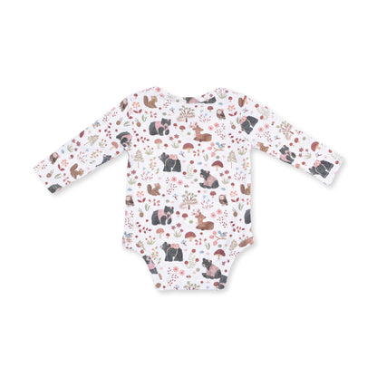 Southern Woodland Animals Pink - Long Sleeve Bodysuit