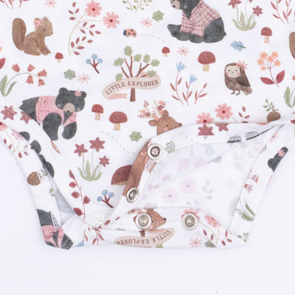Southern Woodland Animals Pink - Long Sleeve Bodysuit