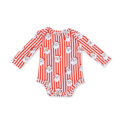 Vintage Santa Stripe - Long Sleeve Bodysuit