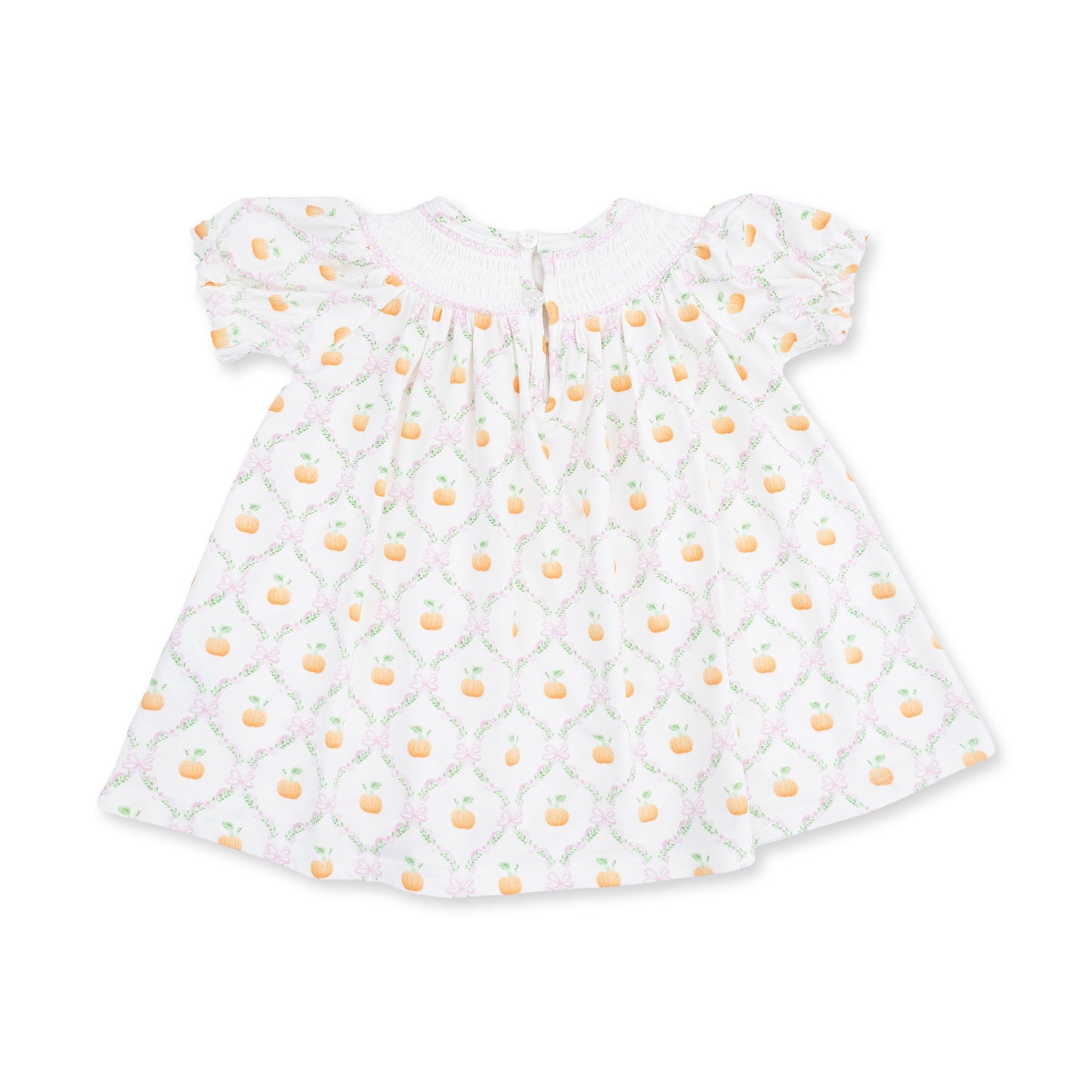 Pretty Pumpkin Trellis - Jane Puff Sleeve Bishop Dress and Bloomer