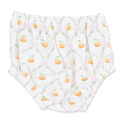 Pretty Pumpkin Trellis - Jane Puff Sleeve Bishop Dress and Bloomer