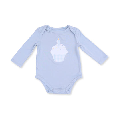 Birthday - First Birthday Blue Long Sleeve Bodysuit