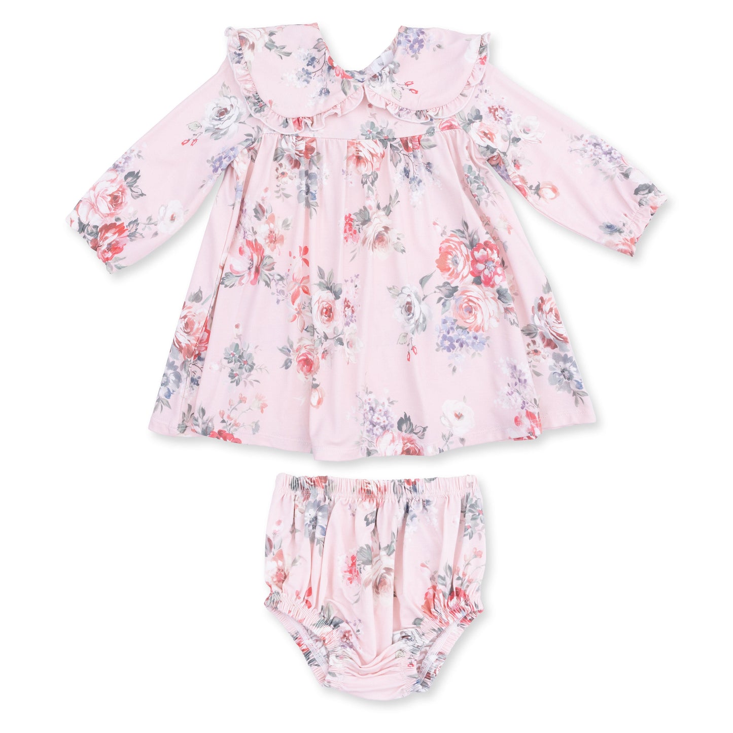 Painterly Rose Bouquets - Sofia Dress with Oversize Collar and Bloomer