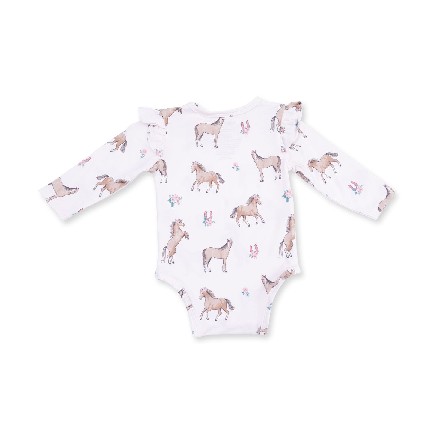 I Love Horses - Ruffle Sleeve Bodysuit with Snap Shoulder