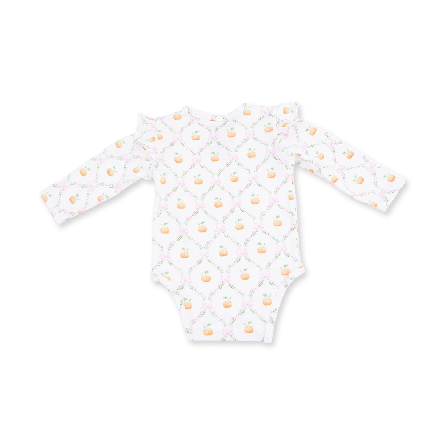 Pretty Pumpkin Trellis - Ruffle Sleeve Bodysuit with Snap Shoulder