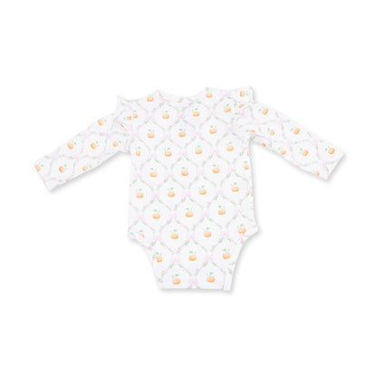 Pretty Pumpkin Trellis - Ruffle Sleeve Bodysuit with Snap Shoulder